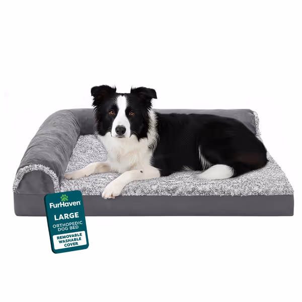 Furhaven Orthopedic L-Chaise Dog Bed