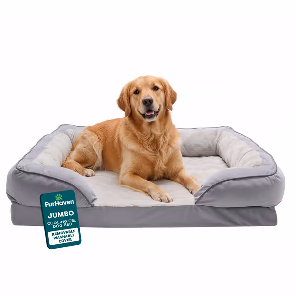 Furhaven Cooling Gel Sofa Dog Bed